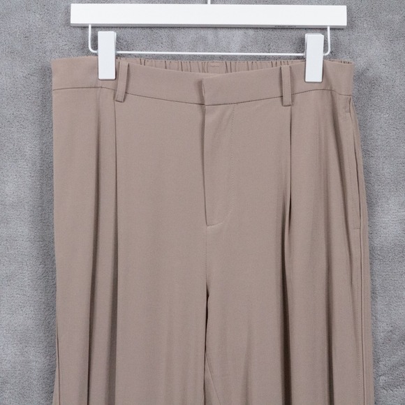 VUORI Villa Trouser Pants Pleated Wide Leg Flowy Walnut Beige Womens Sz L - Picture 5 of 9